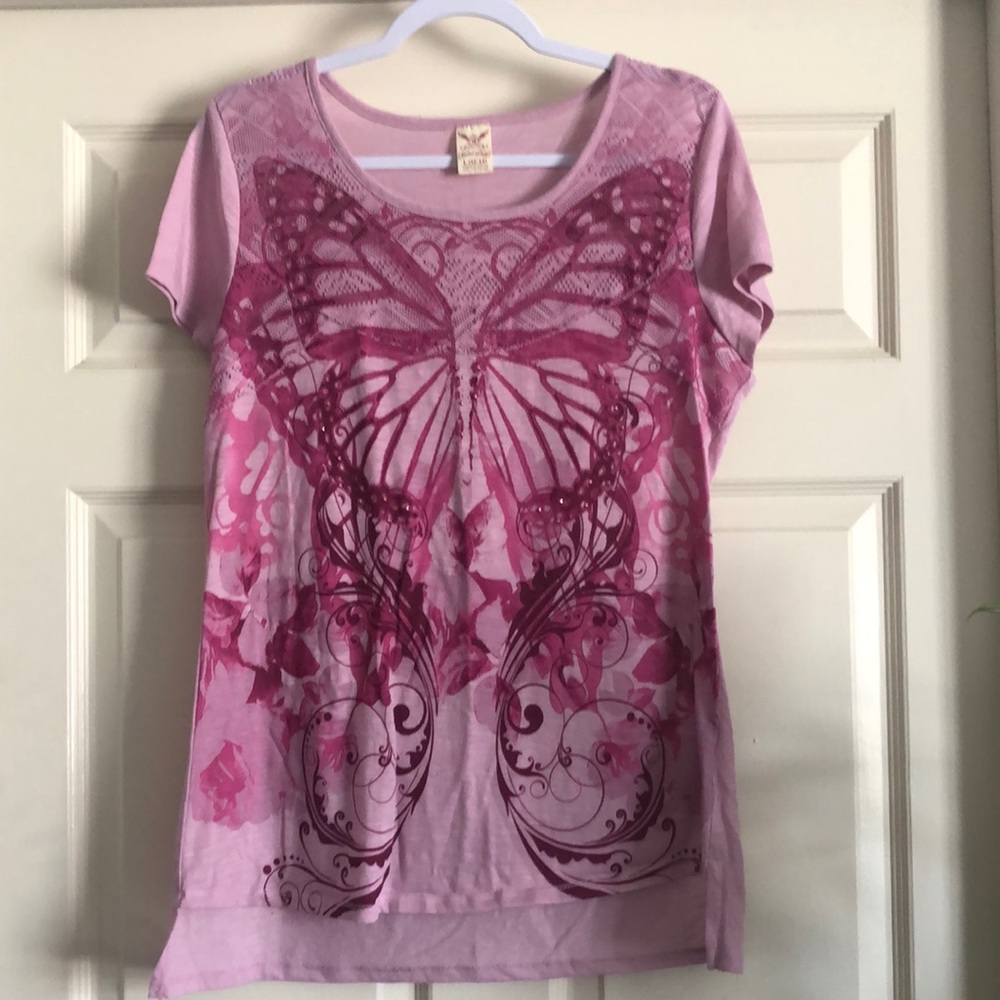 Pink butterfly top